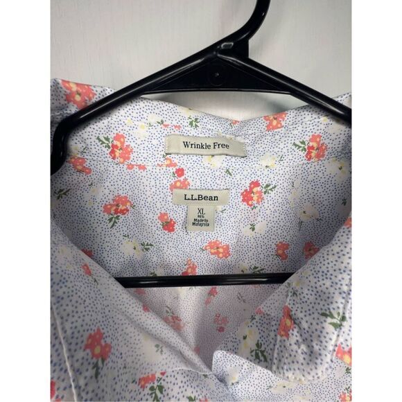 L.L. Bean Floral and Polkadot Pattern Button Up Half Sleeve Top - Picture 4 of 6
